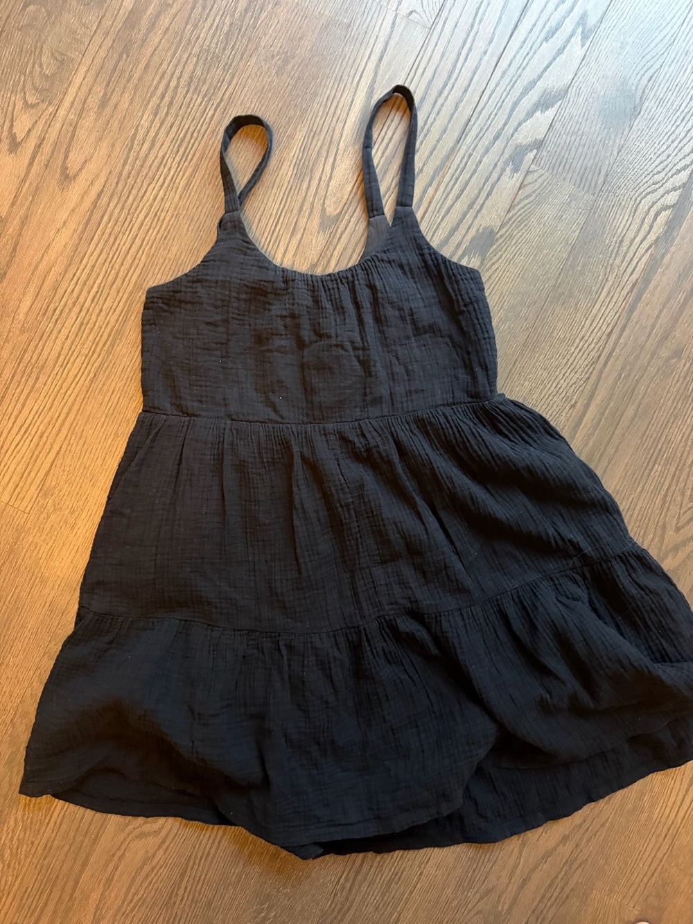 Women’s Black Tiered Spaghetti-Strap Sundress
